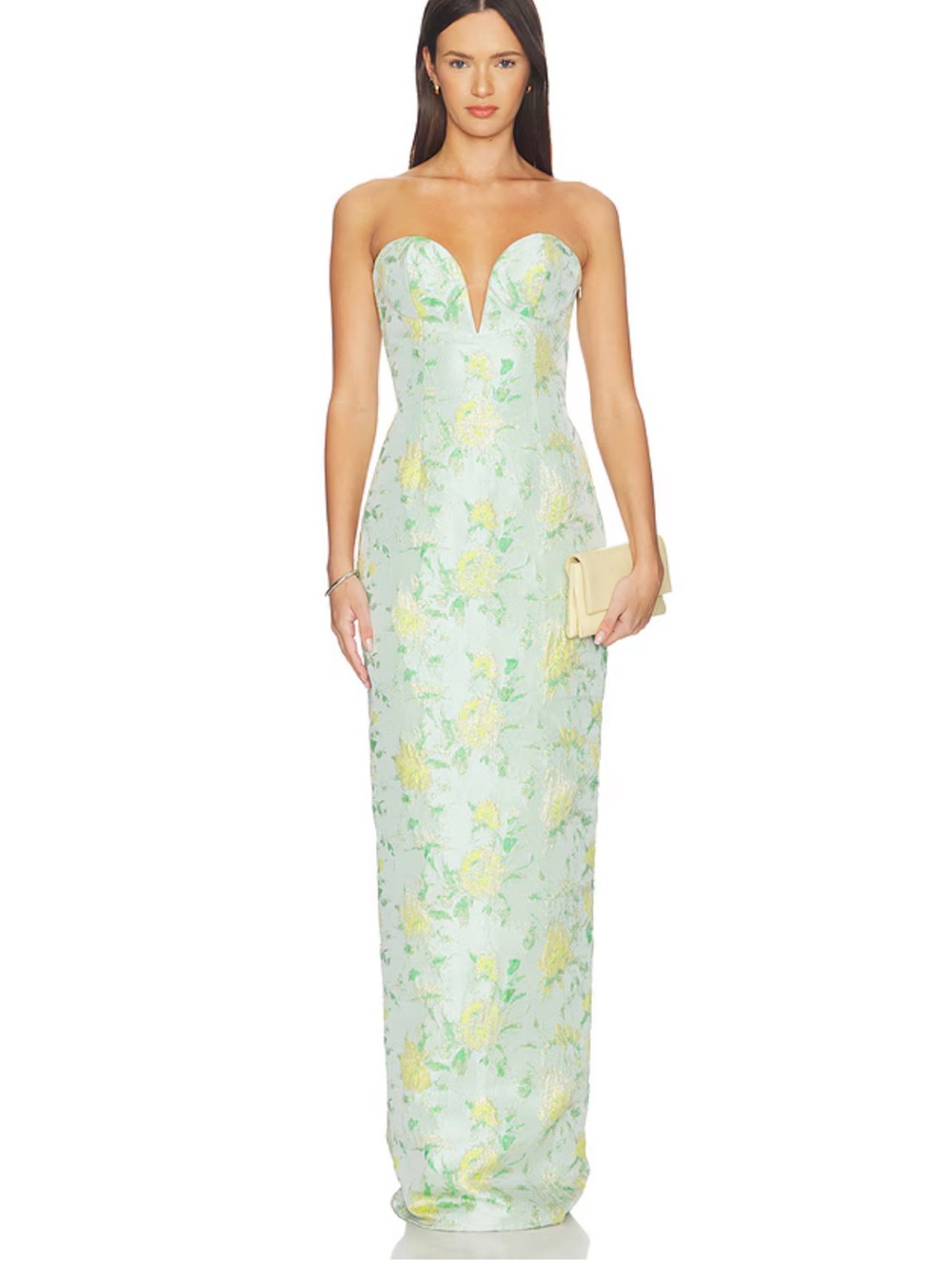Katie May Mint Floral Strapless Sweetheart Gown